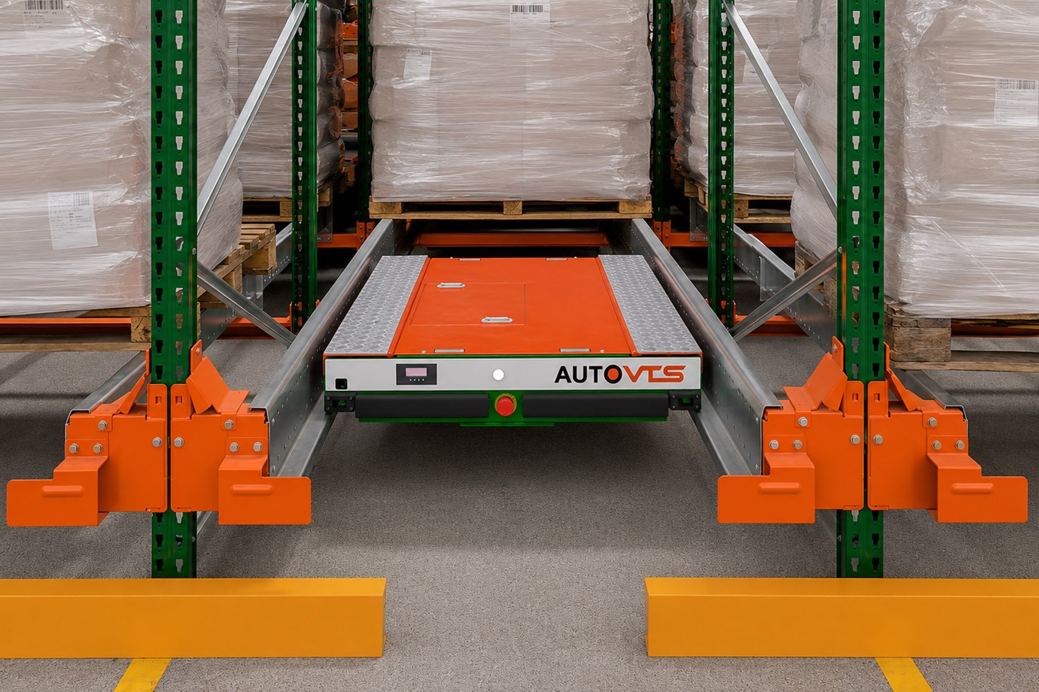 The operating principle of the Pallet Shuttle Racking System is to automatically move pallets, minimizing the distance forklifts have to travel.